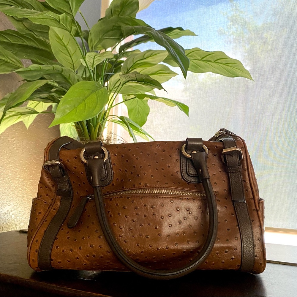 halogen 100% leather hanbag,satchel tote Brown